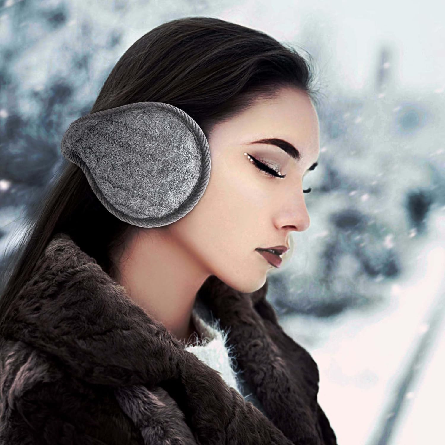 Ear Muffs for Women - Winter Earmuffs Adjustable Classic Ear Muffs Warmer Soft Warm Windproof Plush Outdoor Skiing for Women - Pink image number 4