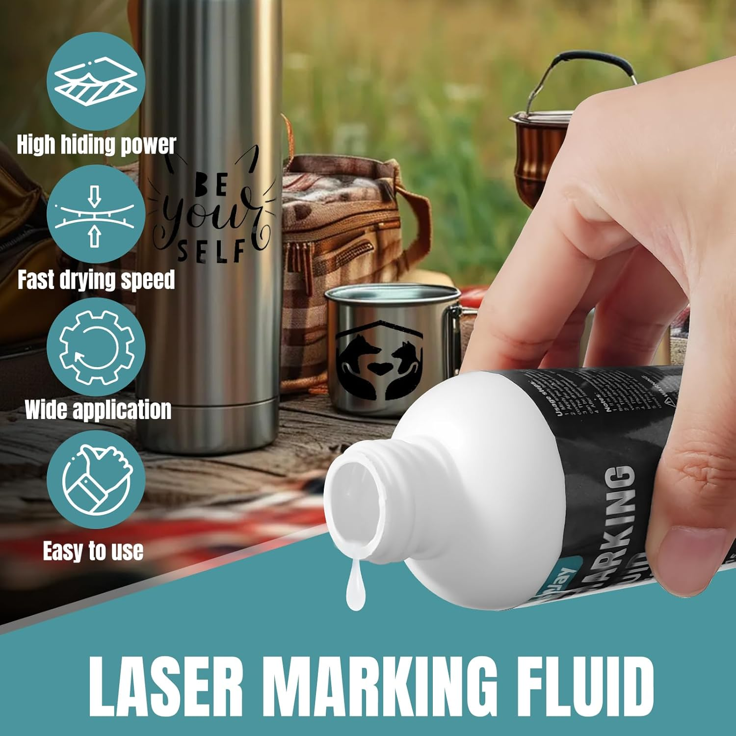 Laser Marking Fluid, Suitable for Laser Engraving on Most Metals, Including Aluminium, Stainless Steel, Brass, Etc