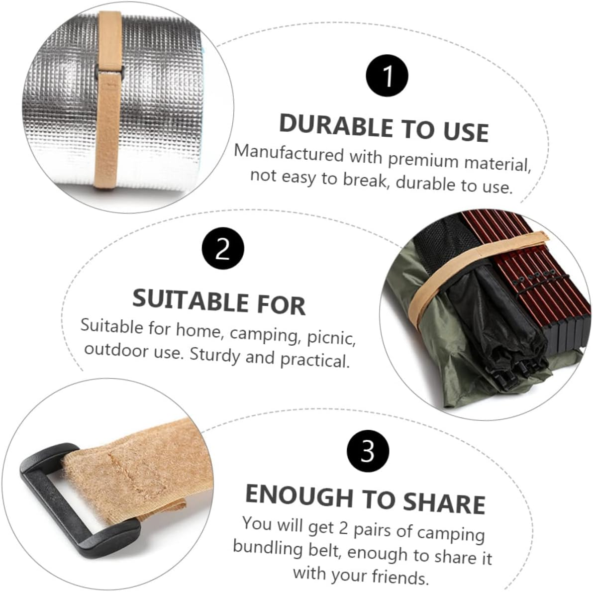 Veemoon 4Pairs Lashing Straps for Camping Adhesive Luggage Ropes Binding Belts Adhesive Buckle Belts Outdoor Storage image number 4