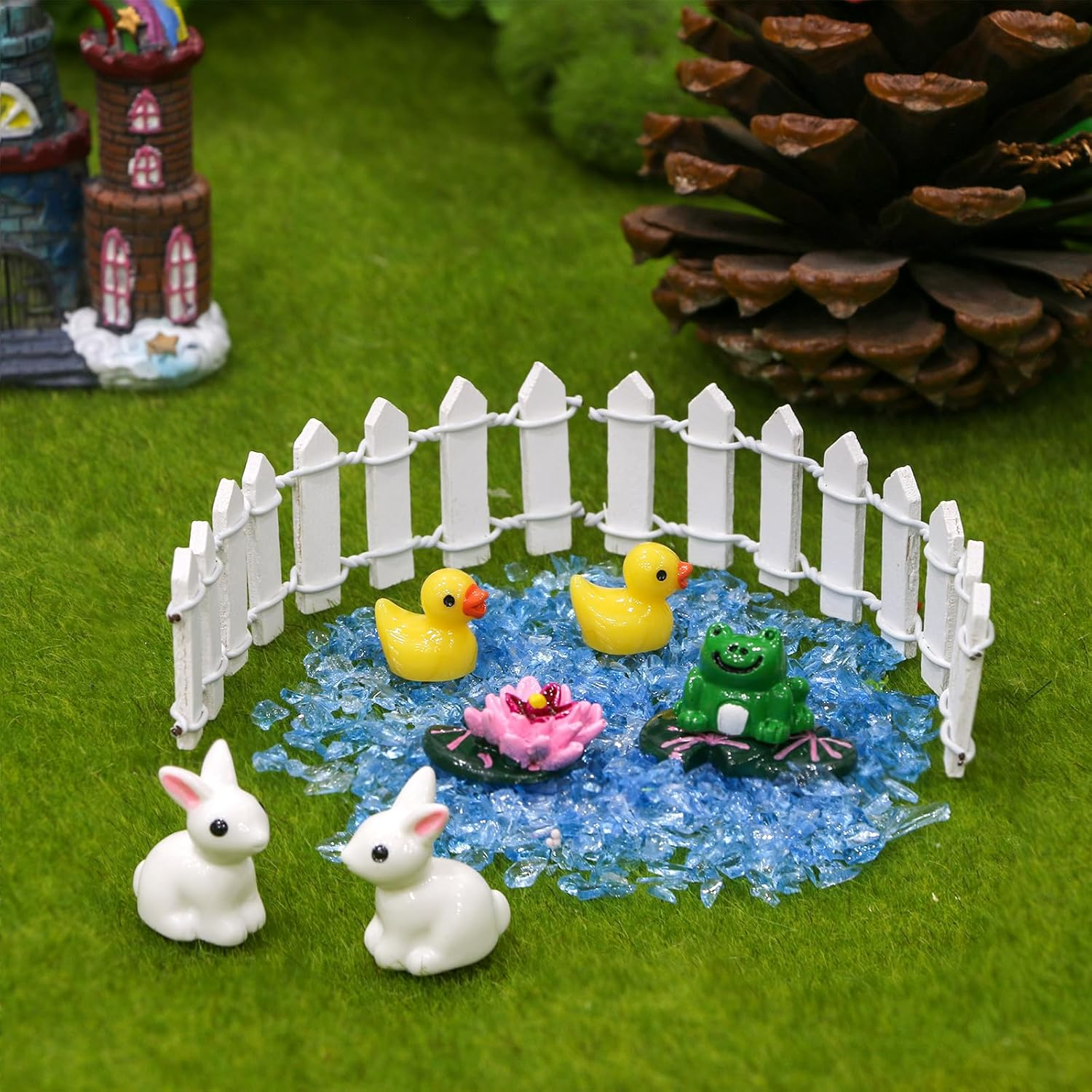 Bangbangda Unicorn Figurines Fairy Garden Accessories - Miniature Unicorn Gift Set Outdoor Garden Decoration &ndash; Fairy Figurines Castle Fountain Girl Birthday Gifts (Set of 23) image number 6