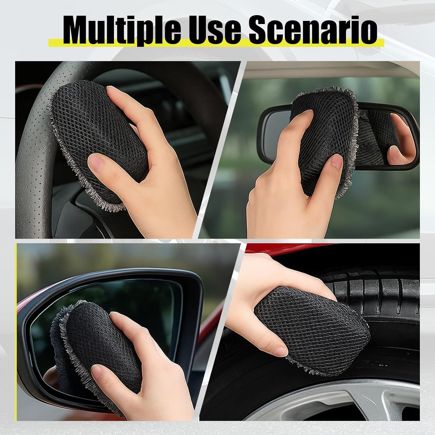 3 PCS Tire Shine Applicator Sponges, Microfiber Tire Brightener Applicator Pad Durable and Reusable Tires Dressing Applicators Pad, Tires Applicator-Pad for Car Detailing Cleaning Sealant Conditioner image number 4