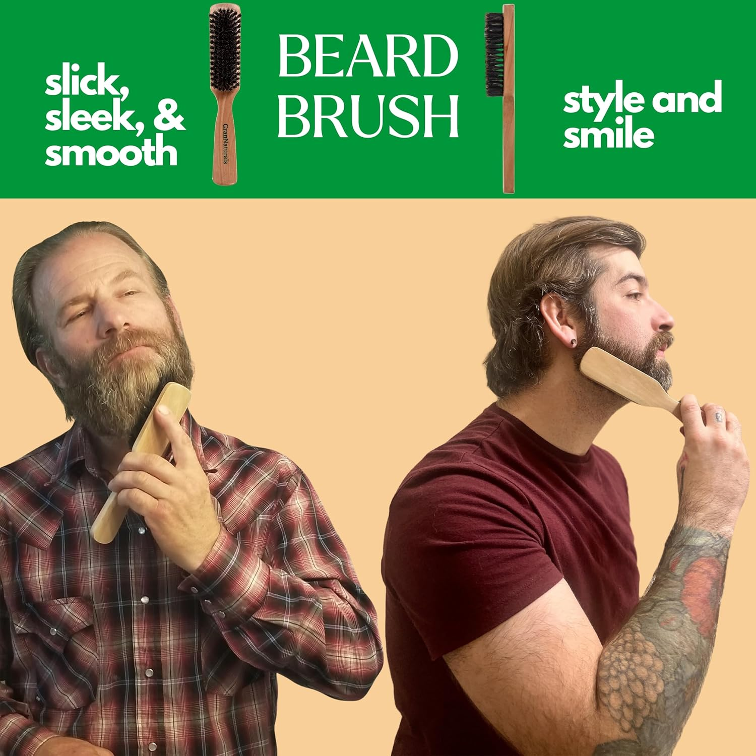 Grannaturals Men'S Boar Bristle Hair + Beard Brush