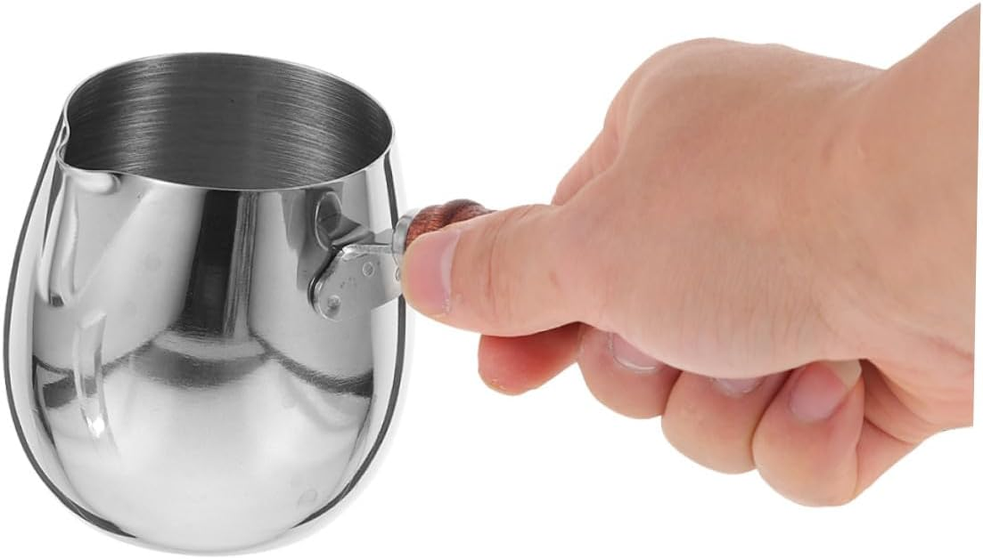 SEWACC 2Pcs Stainless Steel Turkish Coffee Pot with Wooden Handle 300Ml, Milk Warmer and Espresso Pot for Household and Camping Use, Small Coffee and Butter Melting Kettle