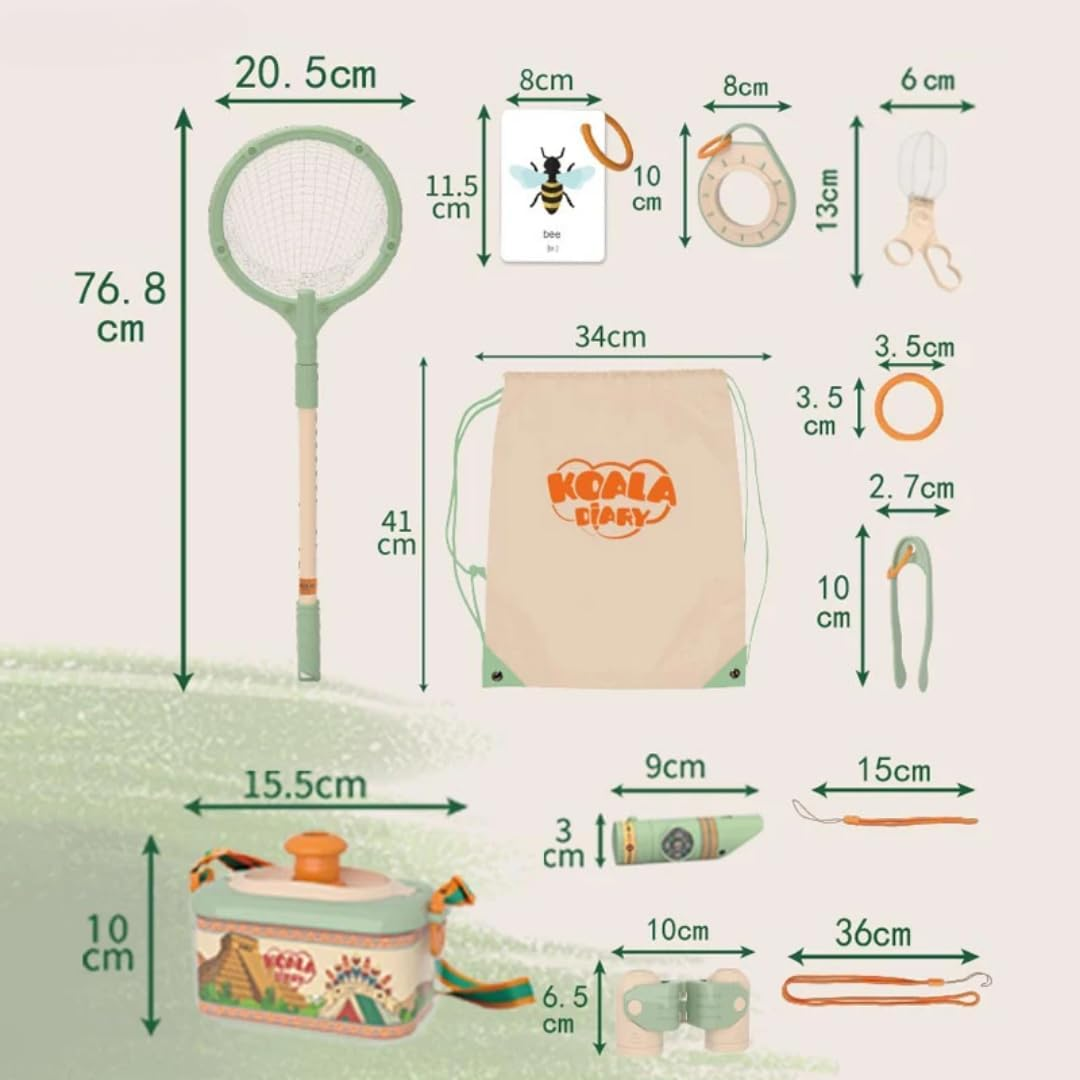 Why2Wise Bug Catcher Kit for Kids - Outdoor Explorer Kit with Insect Box,Binoculars, Magnifying Glass, Net, Tweezers, Clamp, Whistle, Bag - Educational Toy 3+ Years Old Boys Girls image number 3