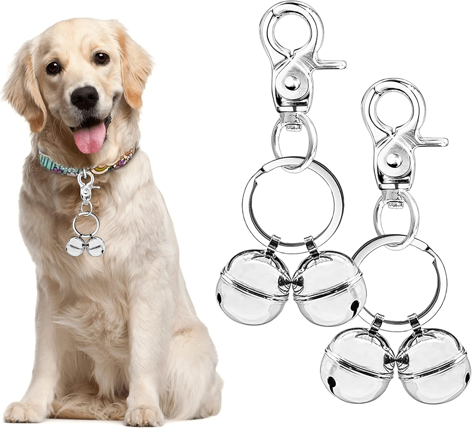 Cat & Dog Collar Bell, Pack of 2, Extra Loud Dog Bell for Pet Tracking & Saving Wildlife, Birds, Durable Iron Split Ring & Lobster Bell Clip (Bronze, 2 Piece)