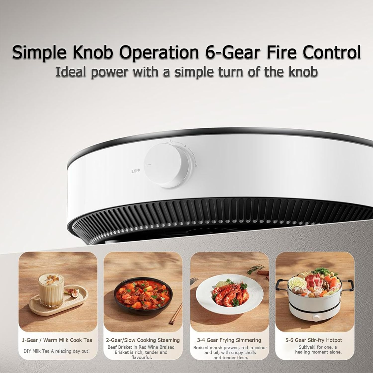 New XIAO MI MIJIA Induction Cooktop N1, 2100W Knob Electric Induction Cooker Hot Plate, 6-Gear Fire Adjustment Countertop Burner, Double-Layered Thicker Coils, 8 Safety Protection (AU Adapter)