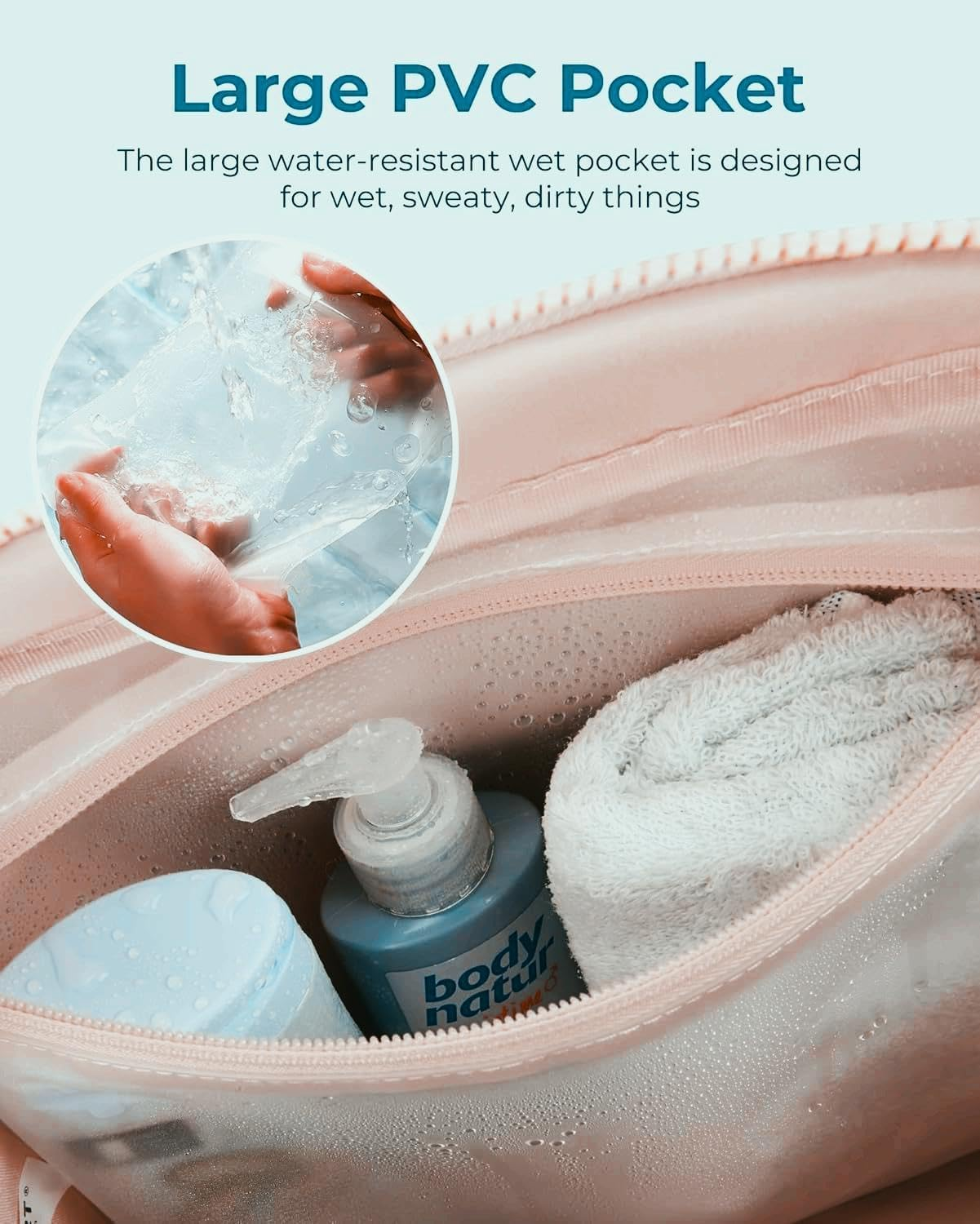 Gym Bag for Women, Duffle Bag for Travel with Wet Pocket, Lightweight Carry on Weekender Duffel, Water Resistant,Pink image number 6