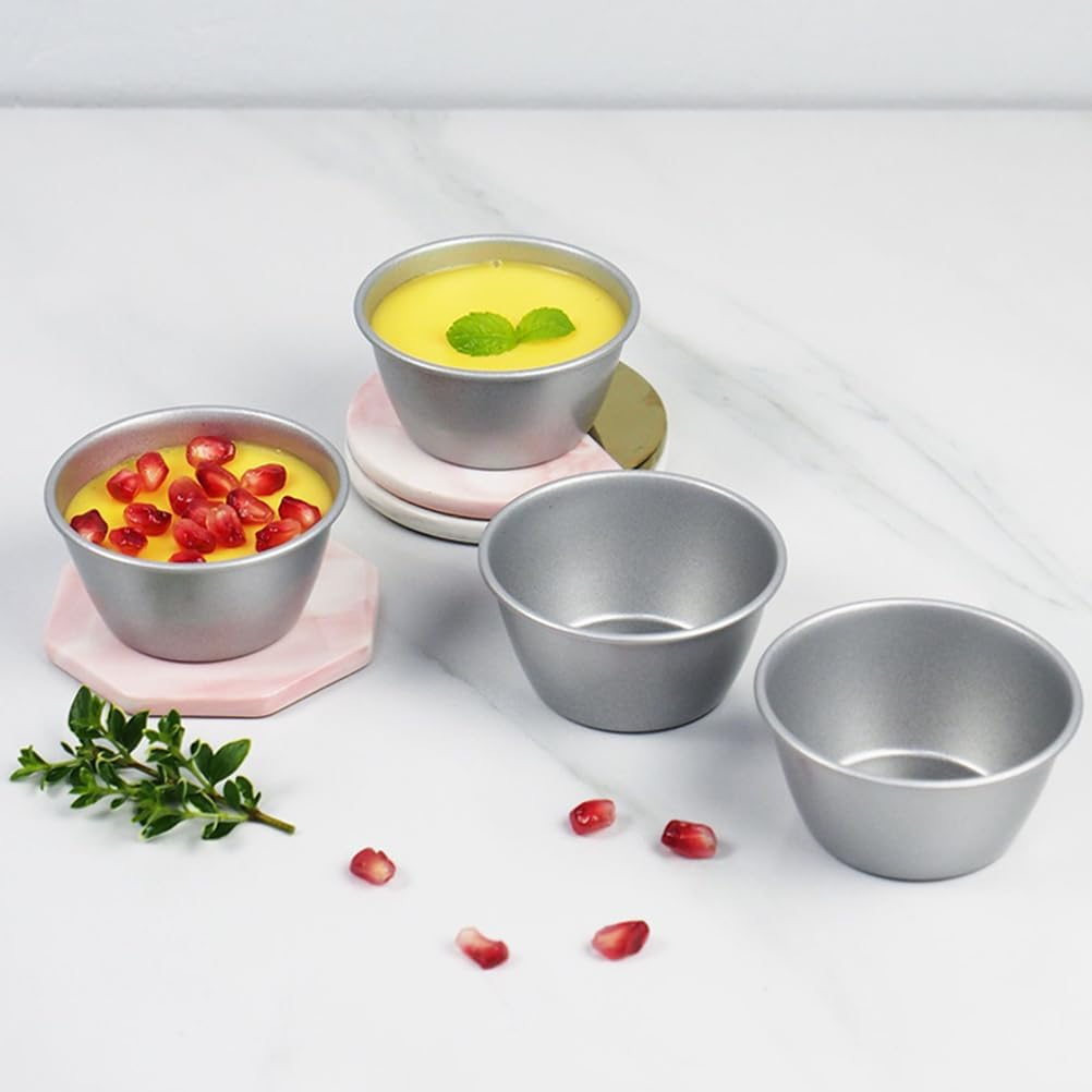 4Pcs High-Carbon Steel Pudding Molds Nonstick Baking Cups for Muffins and Easy Release Bakeware Set image number 5