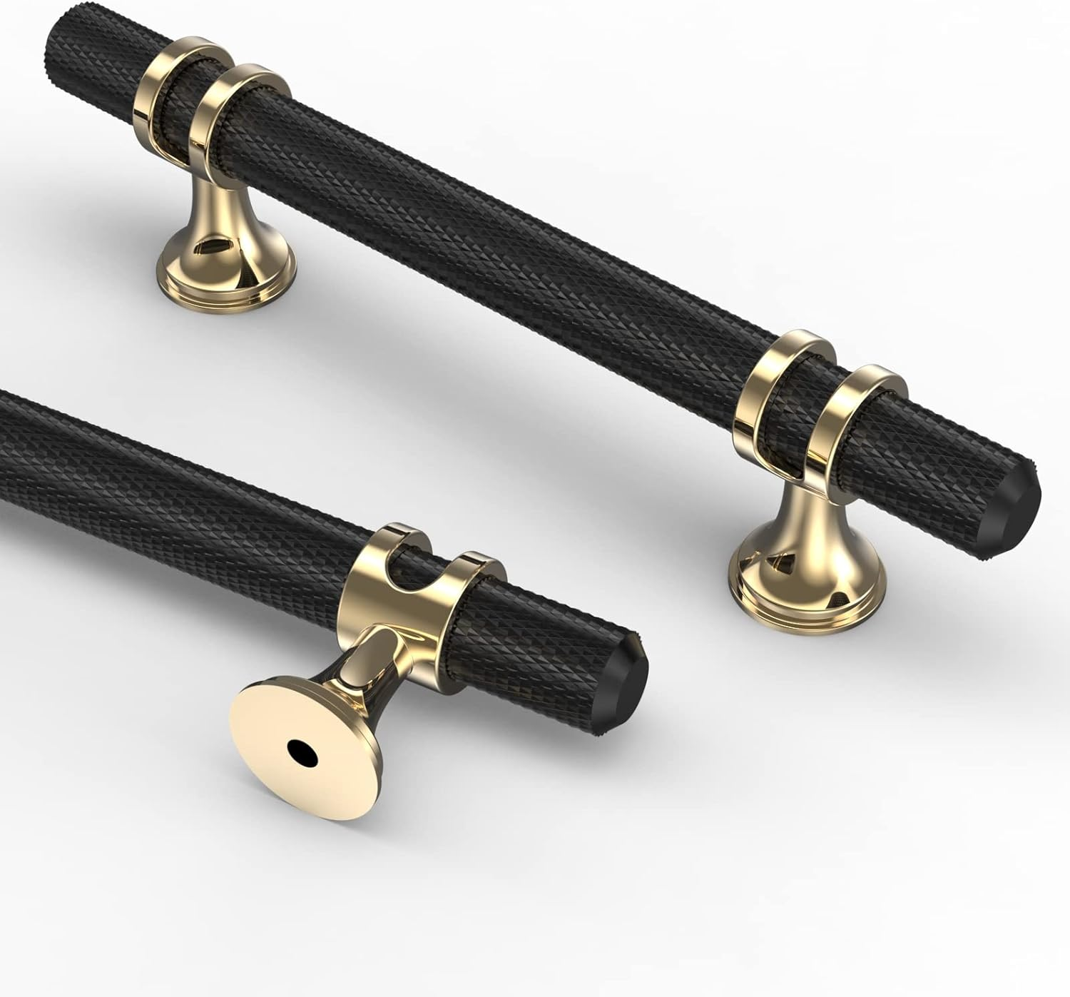 Asidrama 6 Pack 10 Inch(254Mm) Knurled Matte Black and Champagne Bronze Kitchen Cabinet Handles, Cabinet Pulls Kitchen Cabinet Hardware Cupboard Handles Drawer Pulls