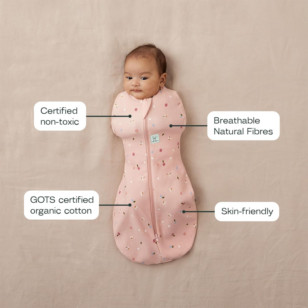 Ergopouch 0.2 TOG Cocoon Swaddle Bag for 0-3 Months, Daisies image number 6