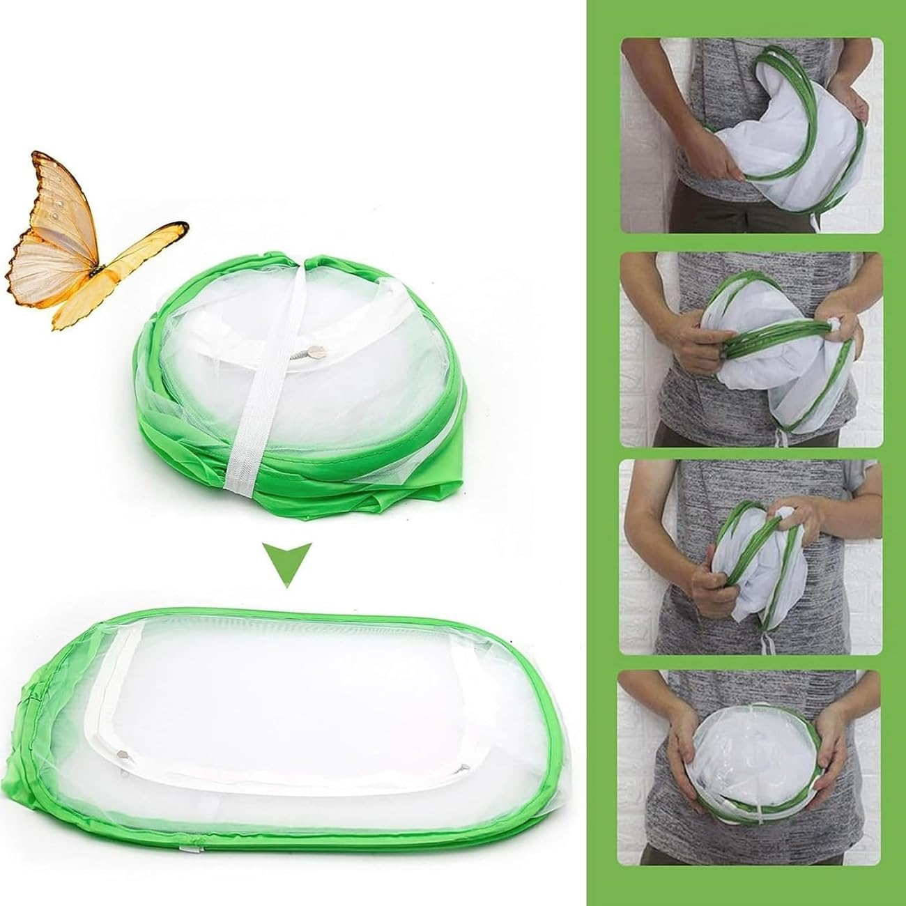 WADY Portable Insect Mesh Cage Small Butterfly Habitat & Caterpillar Enclosure with Carry Handle, Easy to Observe Bug Terrarium, Critter Cage (60X40X40Cm) - 30 X 30 X 30 Cm image number 4