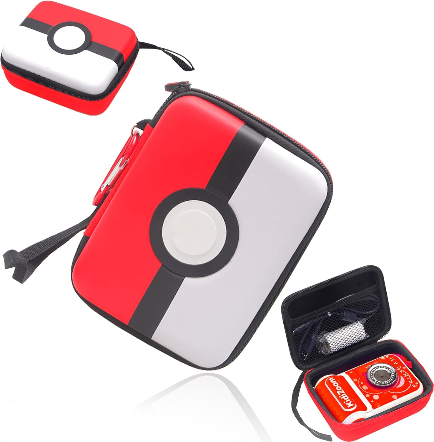 BTOPCASE Hard PU EVA Carrying Protective Storage Cover Case for VTECH Kidizoom Duo/Duo Dx/Duo Deluxe/Printcam/Twist/Pix Selfie Camera, (Blue Pu-Blue Villus Interior with Orange Zipper)