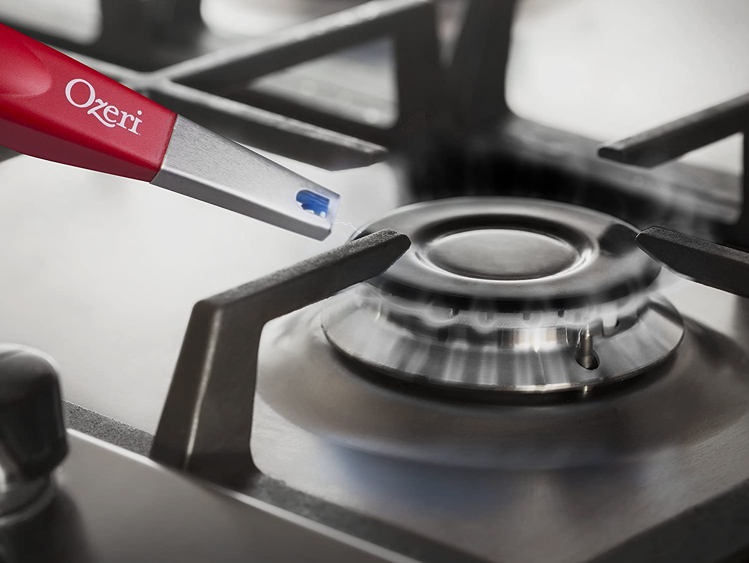 Ozeri OPL-R Piezoelectric Kitchen Stove Lighter, Flameless, Red - Black image number 4