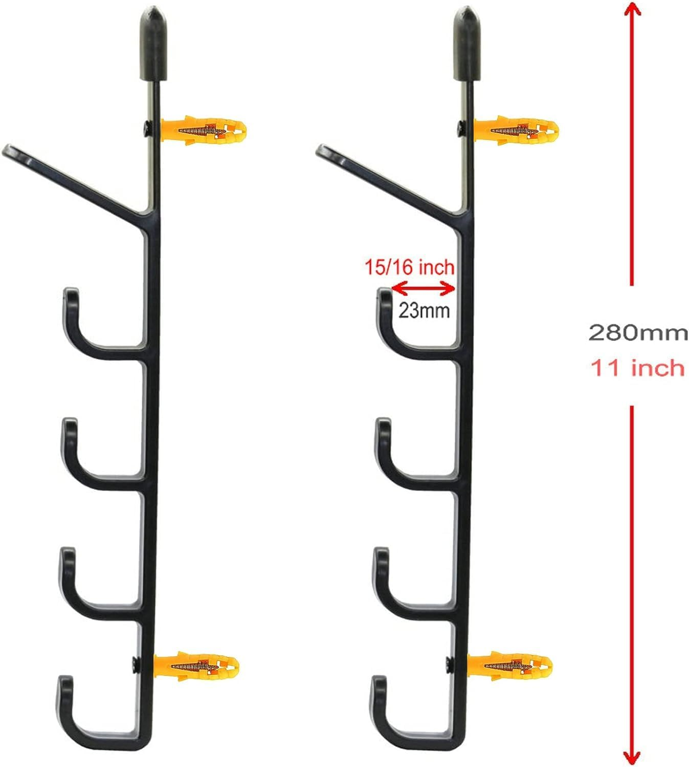 1Pair Fishing Rod Storage Rack, Horizontal Wall Mount Fishing Pole Holder Storage Organizer for Garage & Cabin & Basement - Holds up to 5 Rod - Easy to Install Hardware Included. image number 4