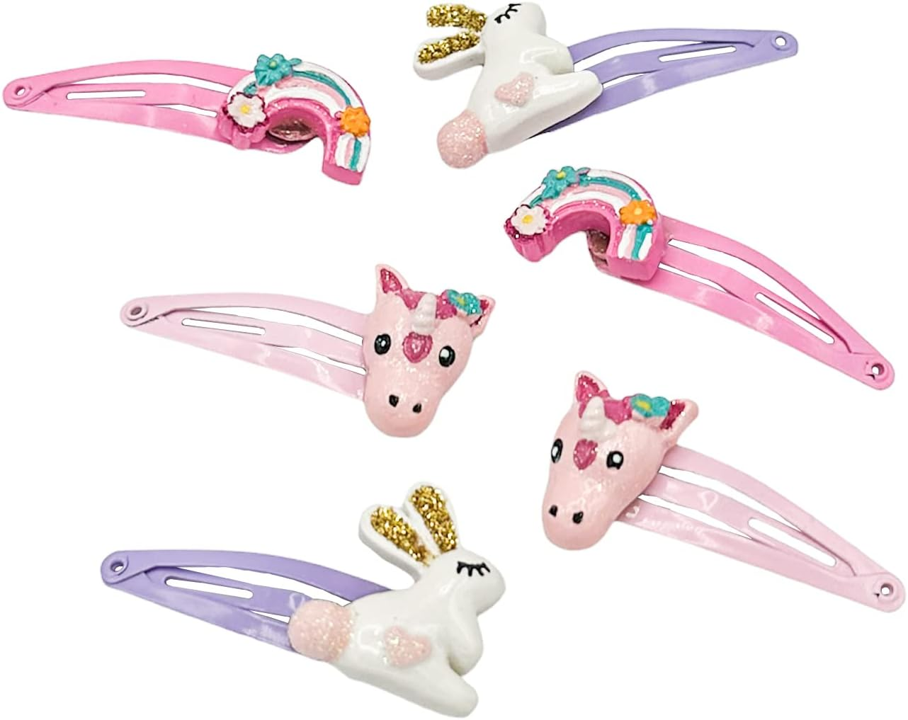 Haarallerliebst Hair Clips Set (6 Pieces | Glitter Butterflies | Colourful) for Girls with Storage Box (Rainbow - Pink) - Box Colour: Pink image number 3