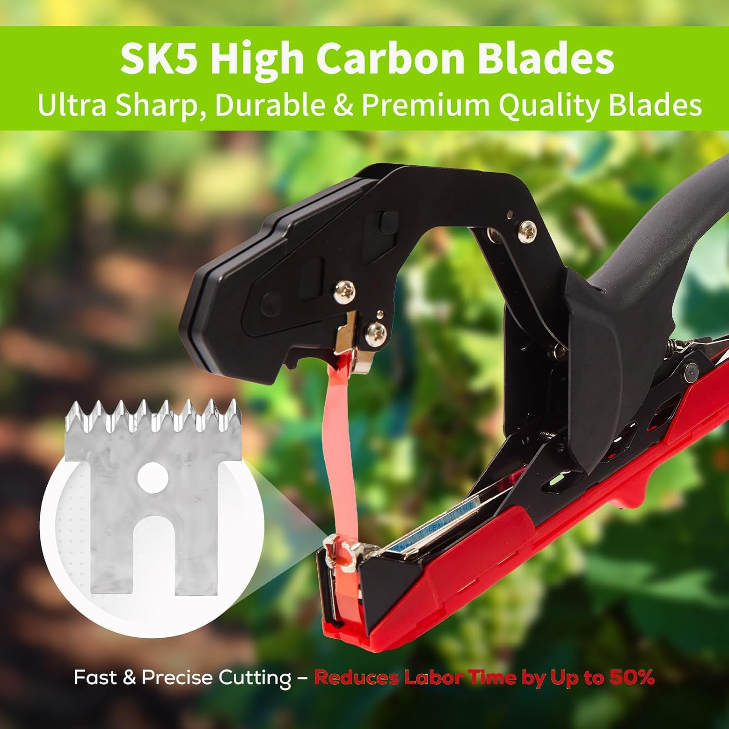 Plant Tie Tapener Gun, Lightweight Vine Tying Tool for Quick Plant Tying, Garden Tapper Stapler with Tape & Staples for Gardeners, Farmers (Red) image number 4