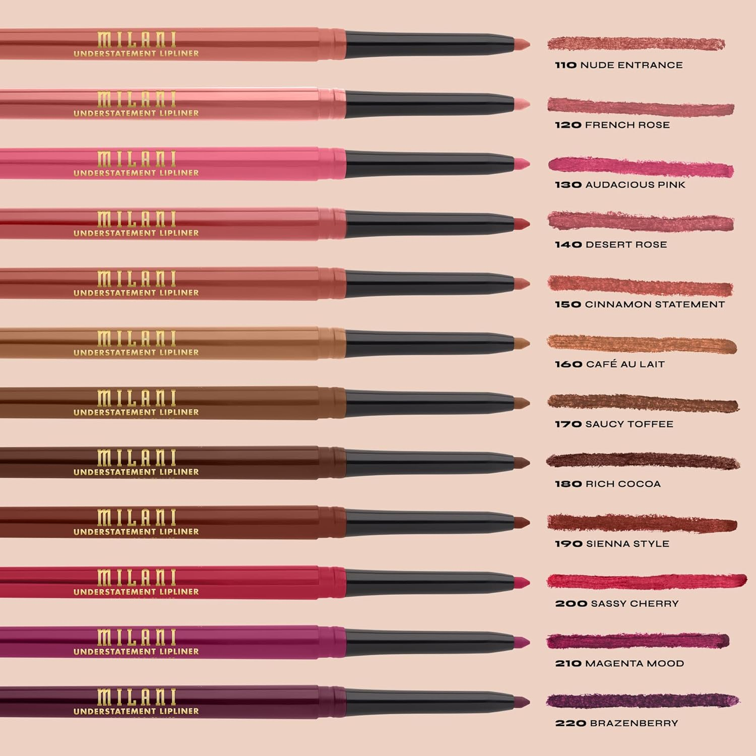 Milani Understatement Lipliner 220, Brazenberry, - Brazenberry image number 6