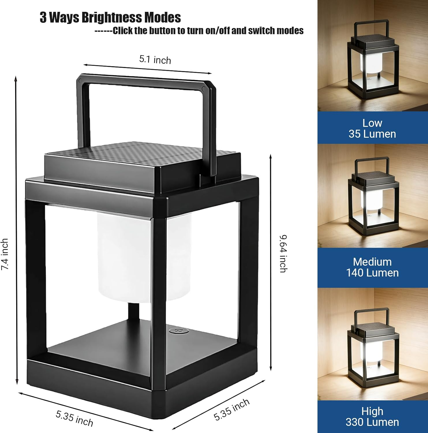 Portable Solar Lantern for Outdoor Waterproof, Rechargeable Led Table Lamp, Hanging Decorative Solar Lights for Patio/Garden/Camping/Walking/Reading image number 5