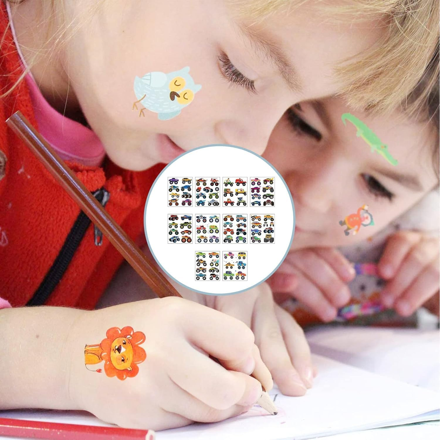 Coehaopike Monster Truck Temporary Tattoos for Party Supplies - 10 Sheets Monster Truck Tattoos for Boys Birthday Party Fake Tattoo Stickers for Boys image number 6