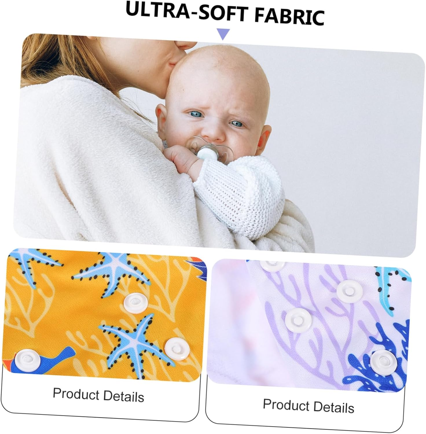 3Pcs Cloth Diapers for Boys Girls Absorbent Diaper Pants Soft Elastic Closure Comfortable for Birthday image number 1