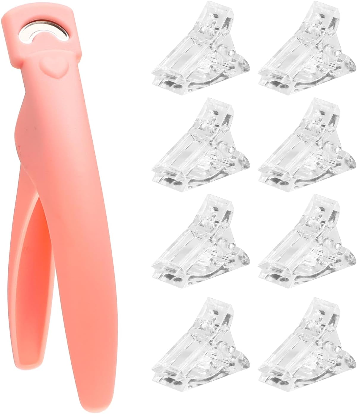 Nail Clippers Tip Cutters for Acrylic False Fake Gel Acrylic Nail Clippers for Acrylic Nails Nail Cutters for Acrylic and Gel Nails with 6 Pcs Clip for for Salon Home Nail Art Pink