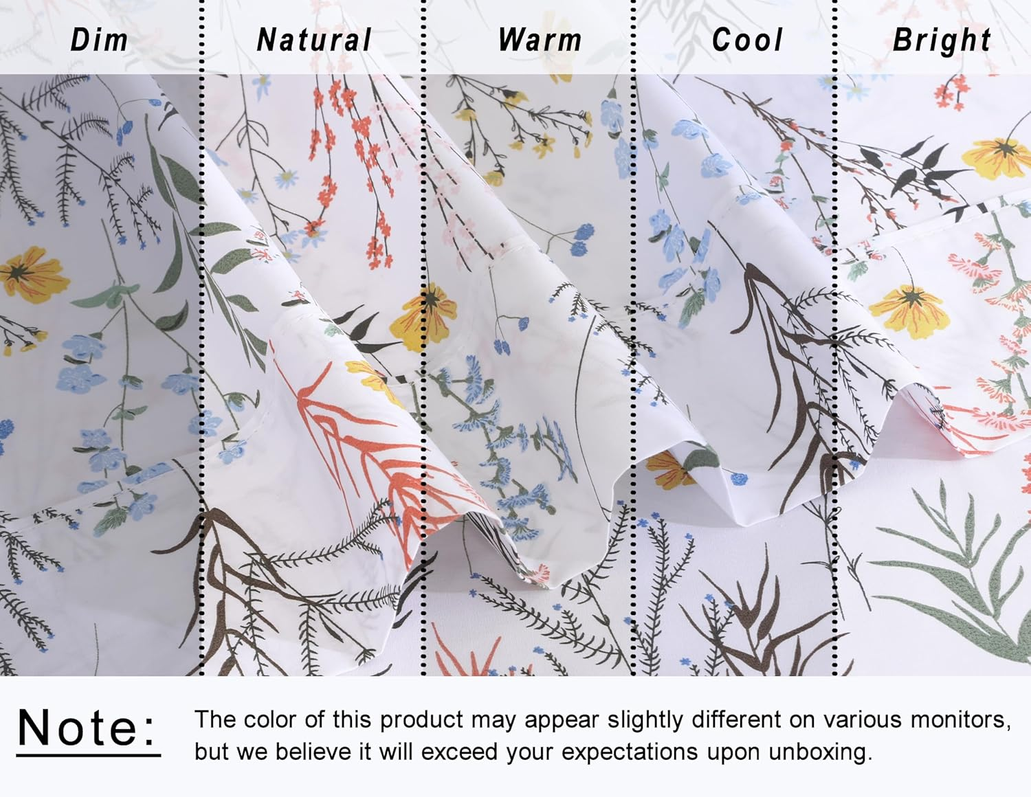 RUVANTI 100% Cotton King Size Sheets Set, 4 Pieces, Soft & Breathable Percale Weave Bedding, Deep Pocket 16", Hotel Standard, Crisp Cool Feel, Durable, Perfect Floral Bed Sheet, Aroma image number 1