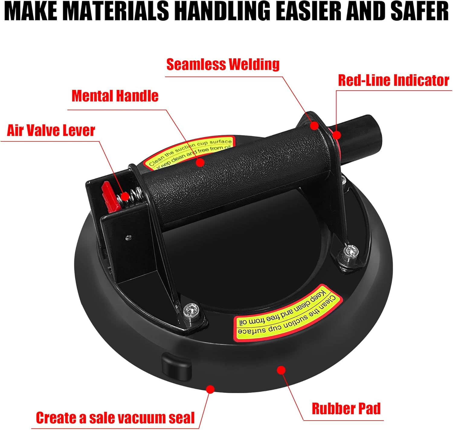 Vashly 2 Pack 8 Inch 440 Lbs with Suitcase Industrial Heavy Duty Handle Vacuum Large Glass Suction Cup Lifter,For Lifting Replace Auto Windshield Installation Glass/Granite Tile/Marble/Handing Tool