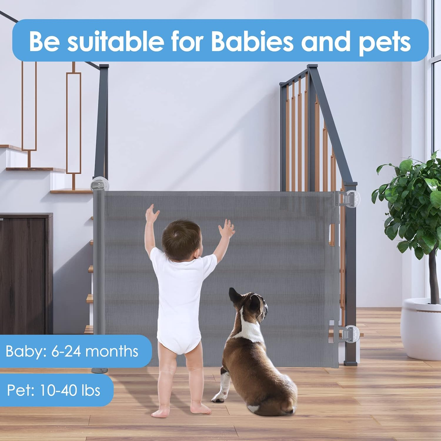 Stair Guardrails, Child Safety Gates, Fences, Baby Stair Guardrails, Pet Fences (Gray Punched Model, 1.8 Meters) image number 3