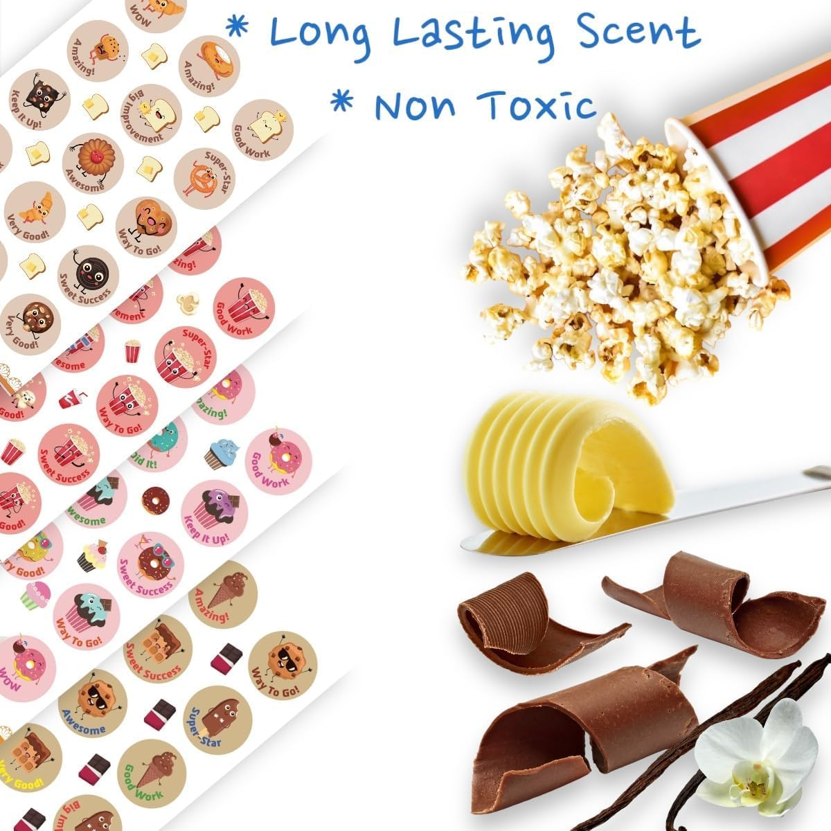 Smelly Stickers Scratch and Sniff, 24 Sheets, 12 Different Scents, Motivational Reward Stickers for Kids and for Teachers (360) image number 6