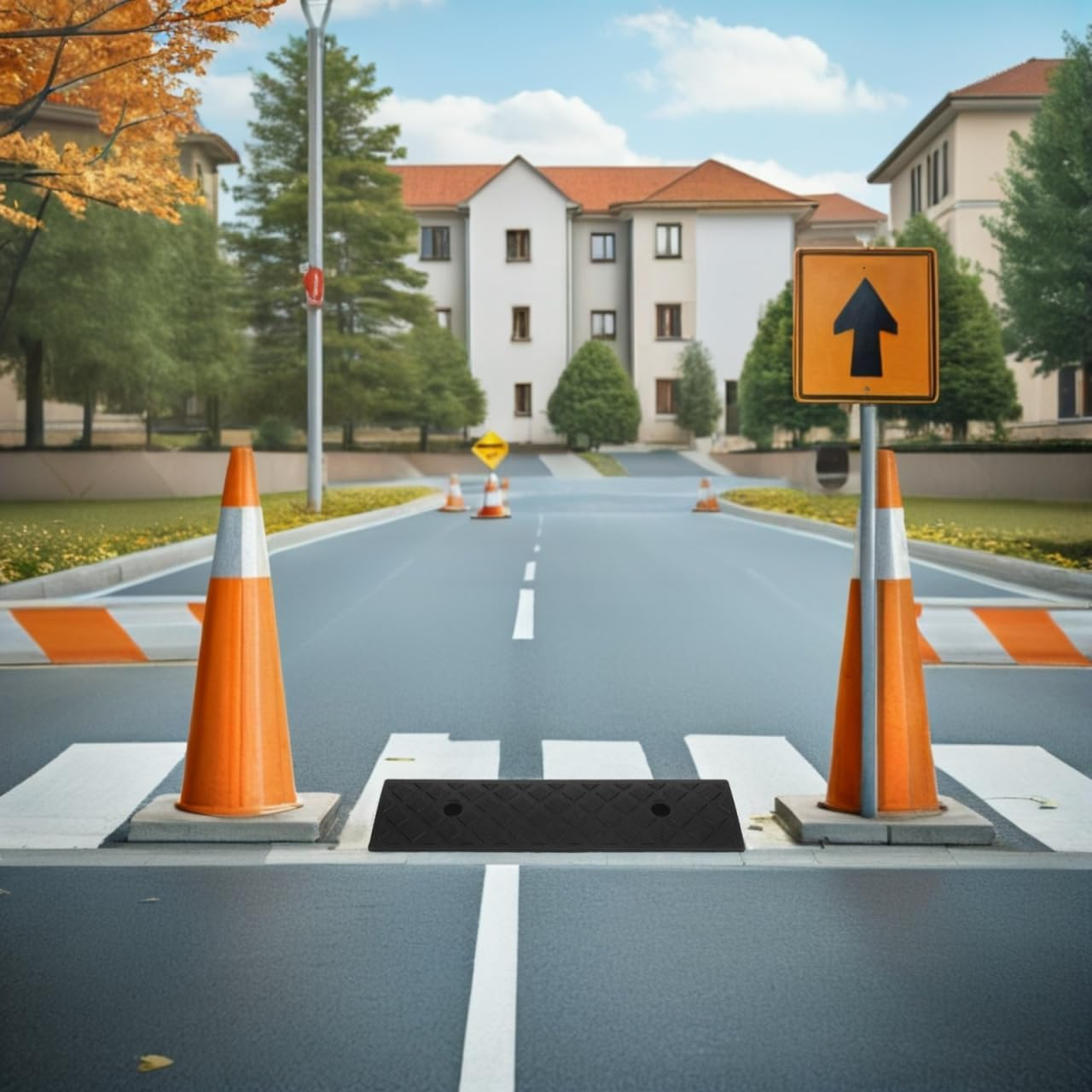 Vaguelly Door Sill Mat 2Pcs Rubber Ramp 2 Inch Height Black Anti-Slip Durable Car Driveway Curb Ramp for Garage Steps Sidewalks Motorcycle Wheelchair image number 3