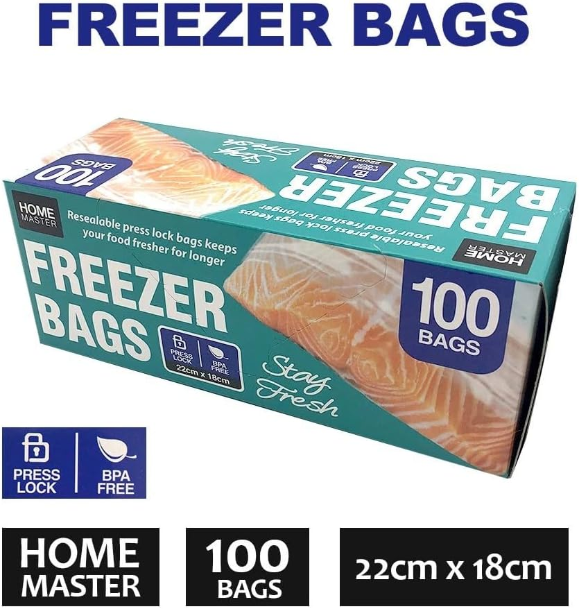 LEDON 100/200 Pack Freezer Bags 22X18Cm &ndash; Bpa-Free Ziplock Food Storage Bags, Leakproof Press-Lock Seal, Reusable Kitchen Fresh Bags for Meal Prep, Freezing, Snacks & Organisation (200) image number 2