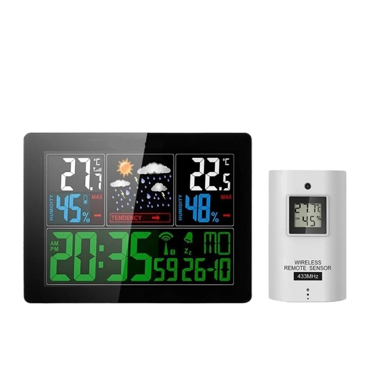 Color LCD Weather Station Wireless Thermometer Hygrometer Temperature Humidity Meter Trend Forecast Radio Controlled Clock Alarm image number 5