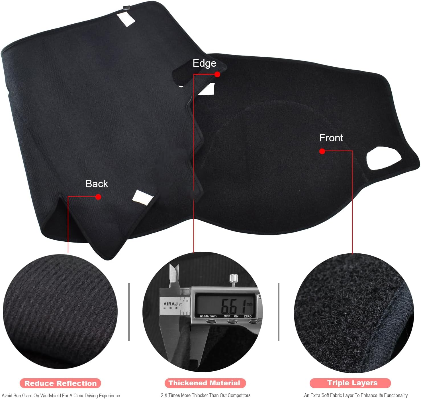 Dashboard Cover for Mitsubishi Triton L200 2016 2017 2018 2019 2020 Car Dash Mat Sunshade Sunshield Cover Non Slip Interior Accessories image number 4