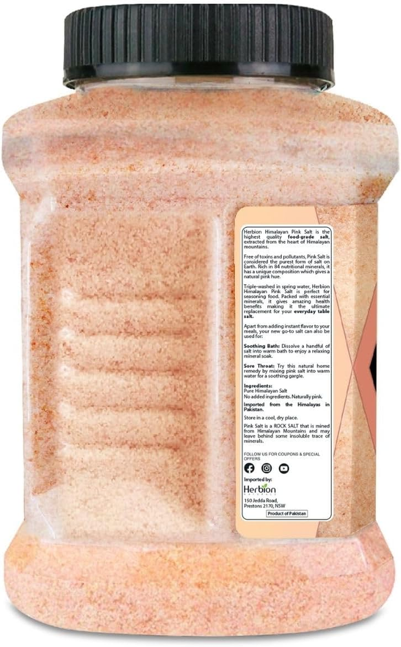 Herbion Naturals Himalayan Pink Salt Jar - Fine Grain, 5 Lbs | Supreme Quality | Triple-Washed| GMO Free, Vegan, Kosher Certified | Chemical Free image number 4