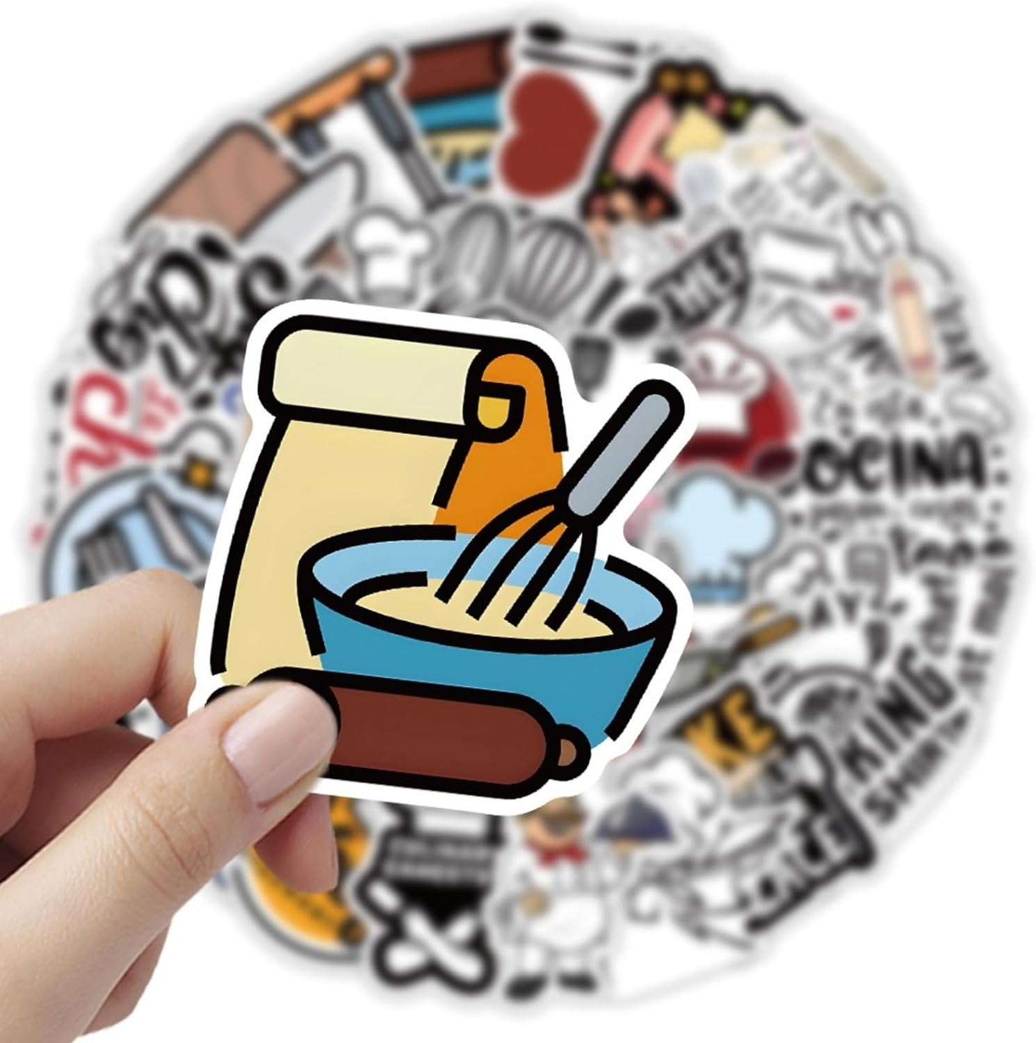 54PCS Funny Baking Stickers - Cute Chef Kitchen Stickers for Kitchenware, Water Bottles & Lunchboxes, Creative Decals for Home Cooks, Students, Baking image number 1