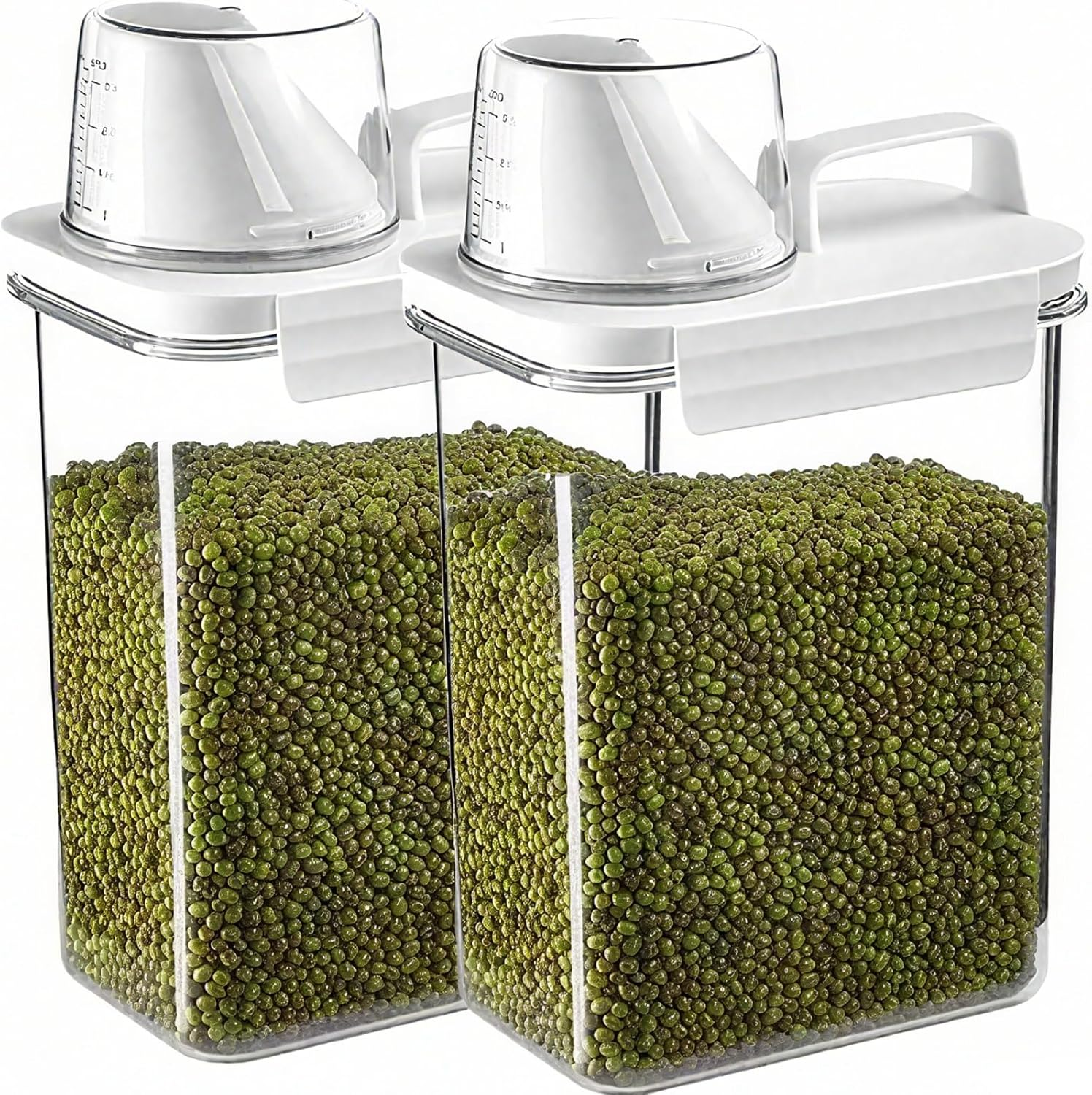 Airtight Food Storage Containers (2-Pack, 1.8L) | Cereal, Rice, Flour & Pet Food Storage | Kitchen Pantry Organization | Measuring Cup & Pour Spout Included image number 1