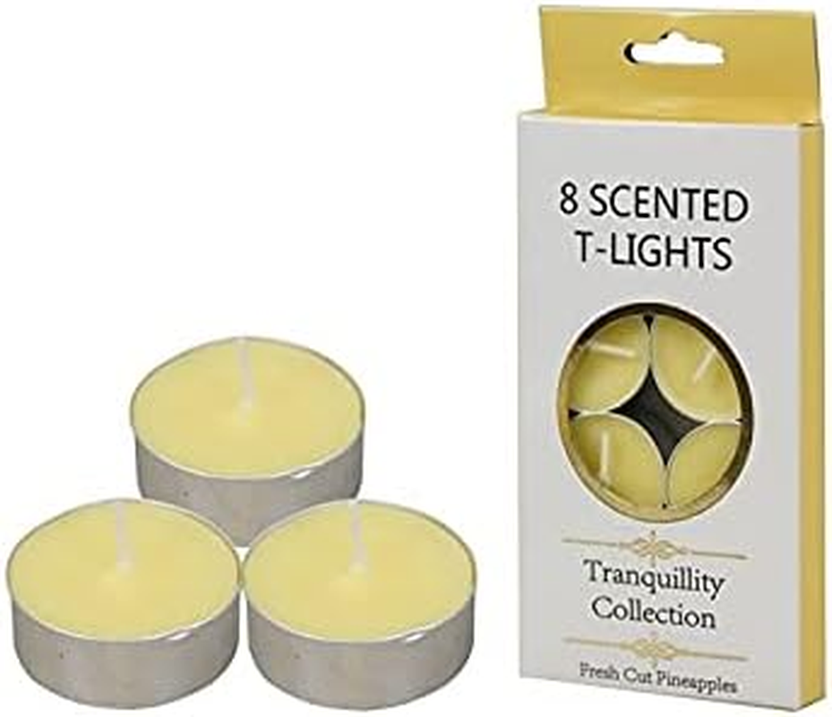 Tranquillity Collection Scented Tea Light Candle 8-Pieces, Fresh Cut Pineapples