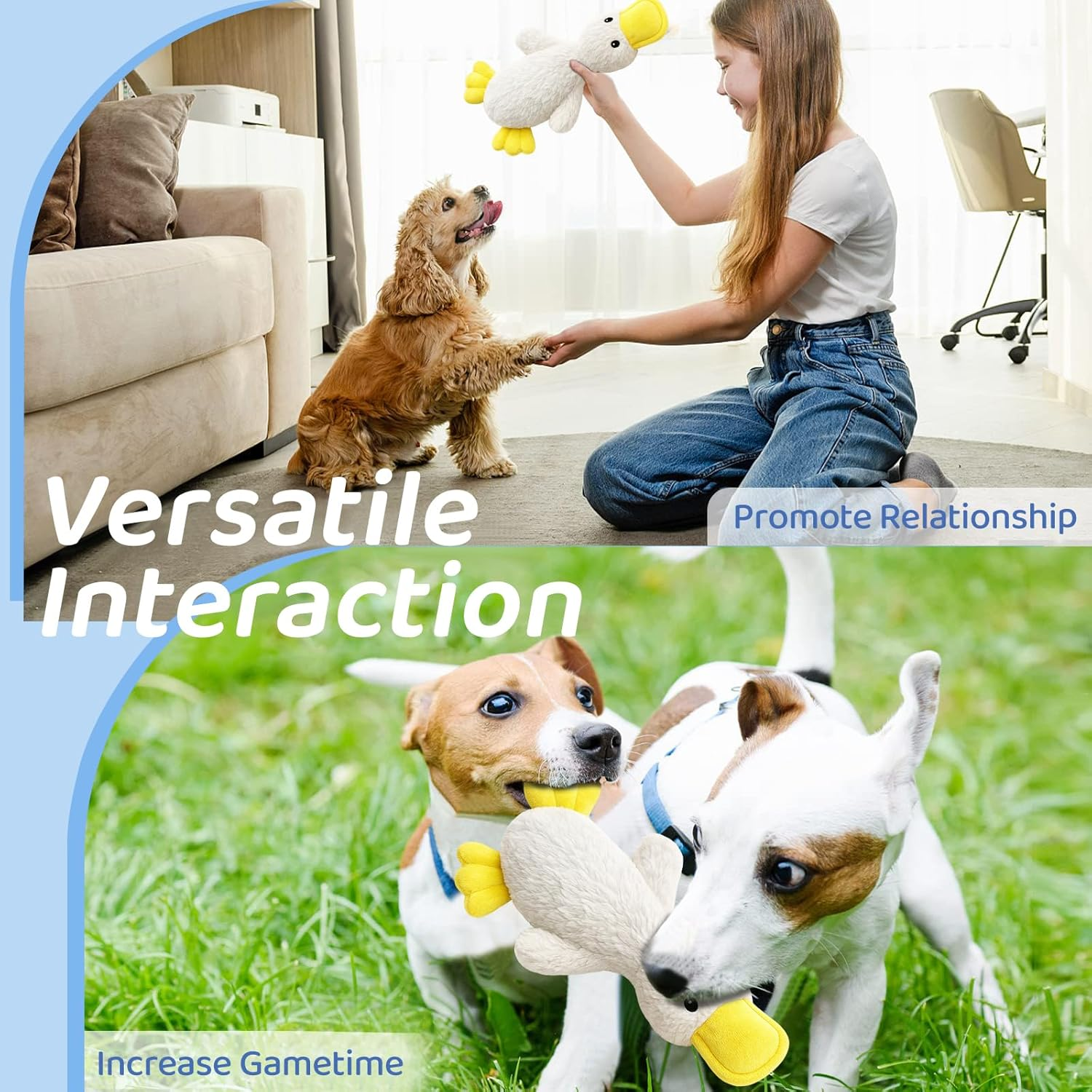 Dog Duck Toys - Interactive Dog Toy, Soft Plush No Stuffing Crinkle Dog Chew Toys, Cute Squeaky Puppy Toy Pet Supplies for Small Medium and Senior Pets Enrichment, Durable Birthday Gift image number 3