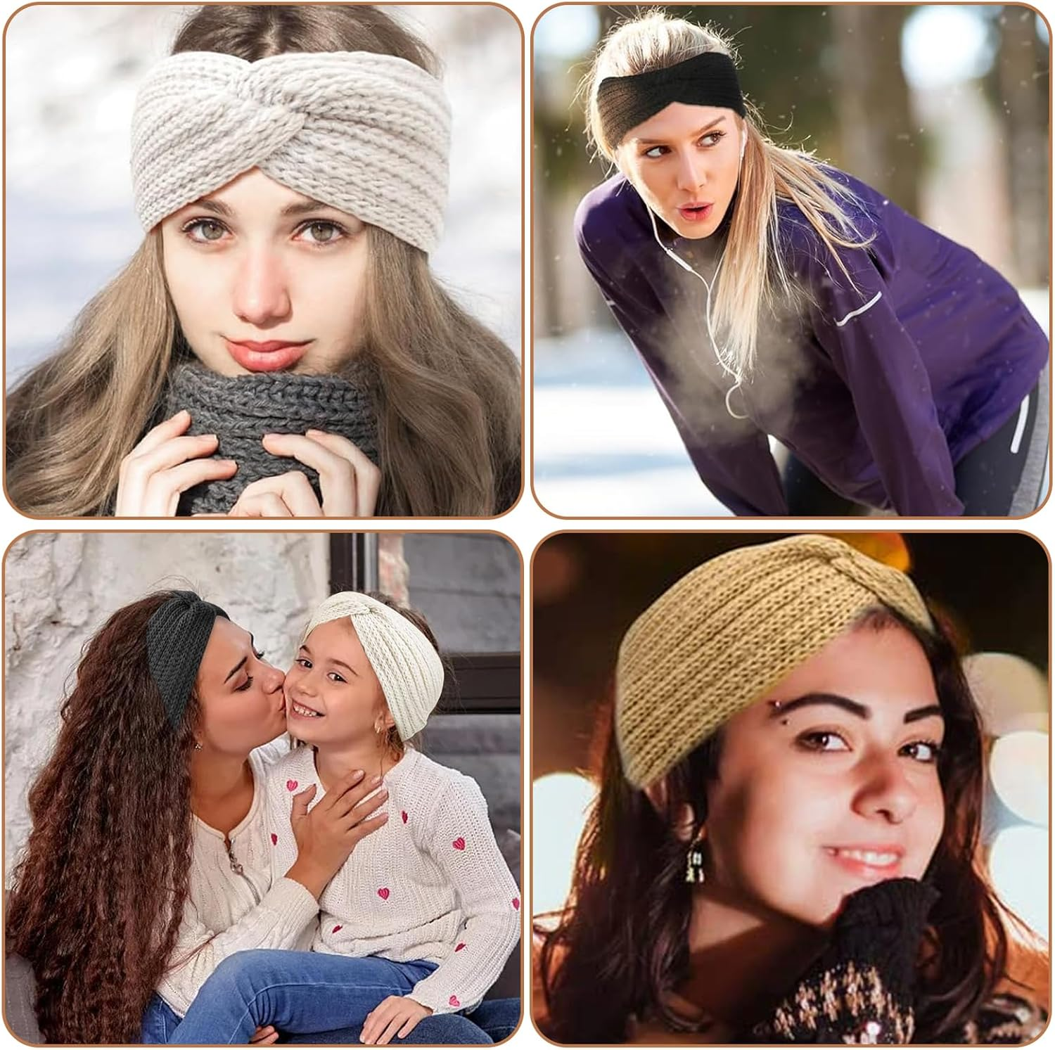 Cfcyhla Pack of 4 Women'S Winter Knitted Headband Women Girls Women Hair Bands Wide Ear Warmers Crochet Elastic Hair Accessories for Outdoor Sports, Skiing, Running image number 2