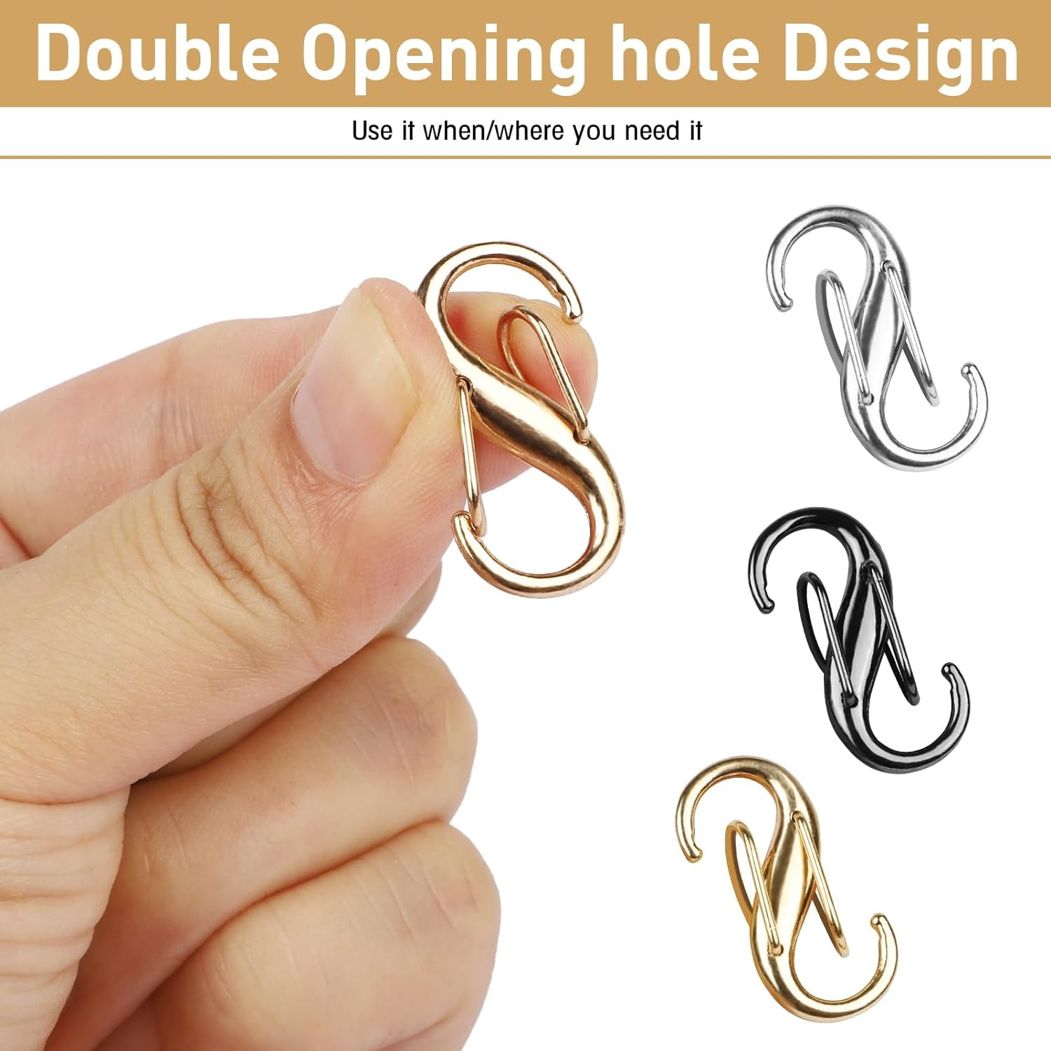 9 Pieces Zipper Lock Clips - 3 Colors Pull Replacement for Theft Deterrent, Dual Opening Backpack and Carabiner to Keep Closed image number 3