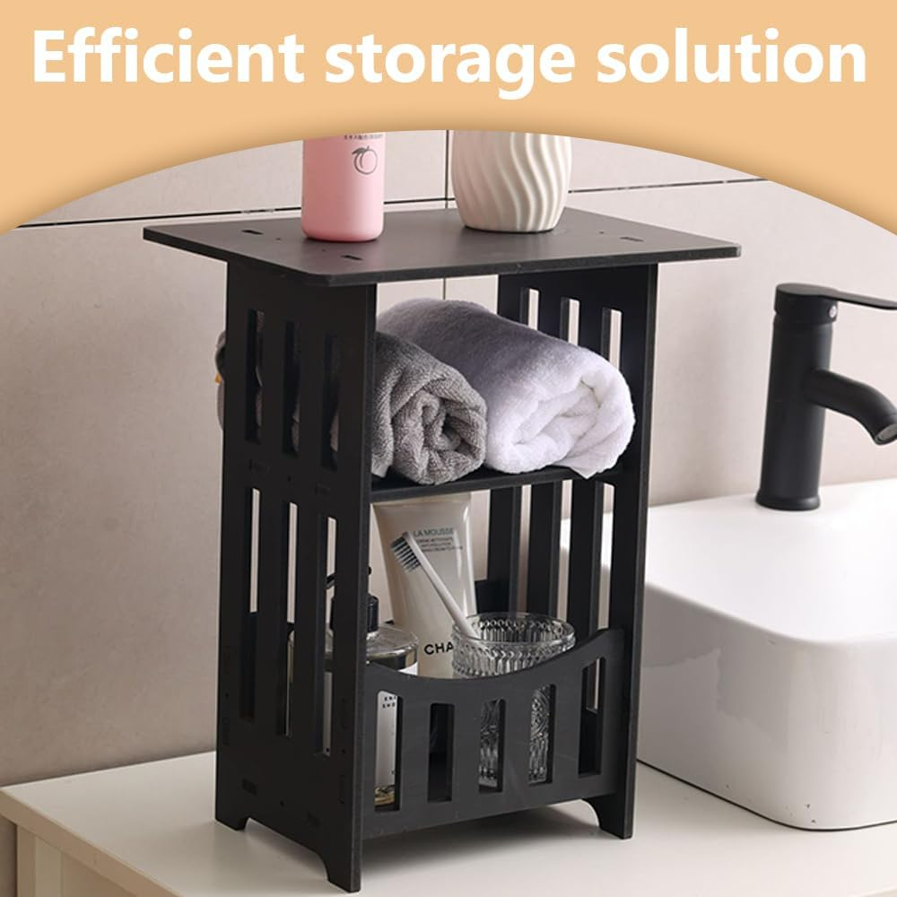 Modern and Simple Three-Tier Shelf, Bathroom Storage Rack, Small End Table, Multifunctional Home Organizer, for Room, Toilet, Dressing Table image number 3