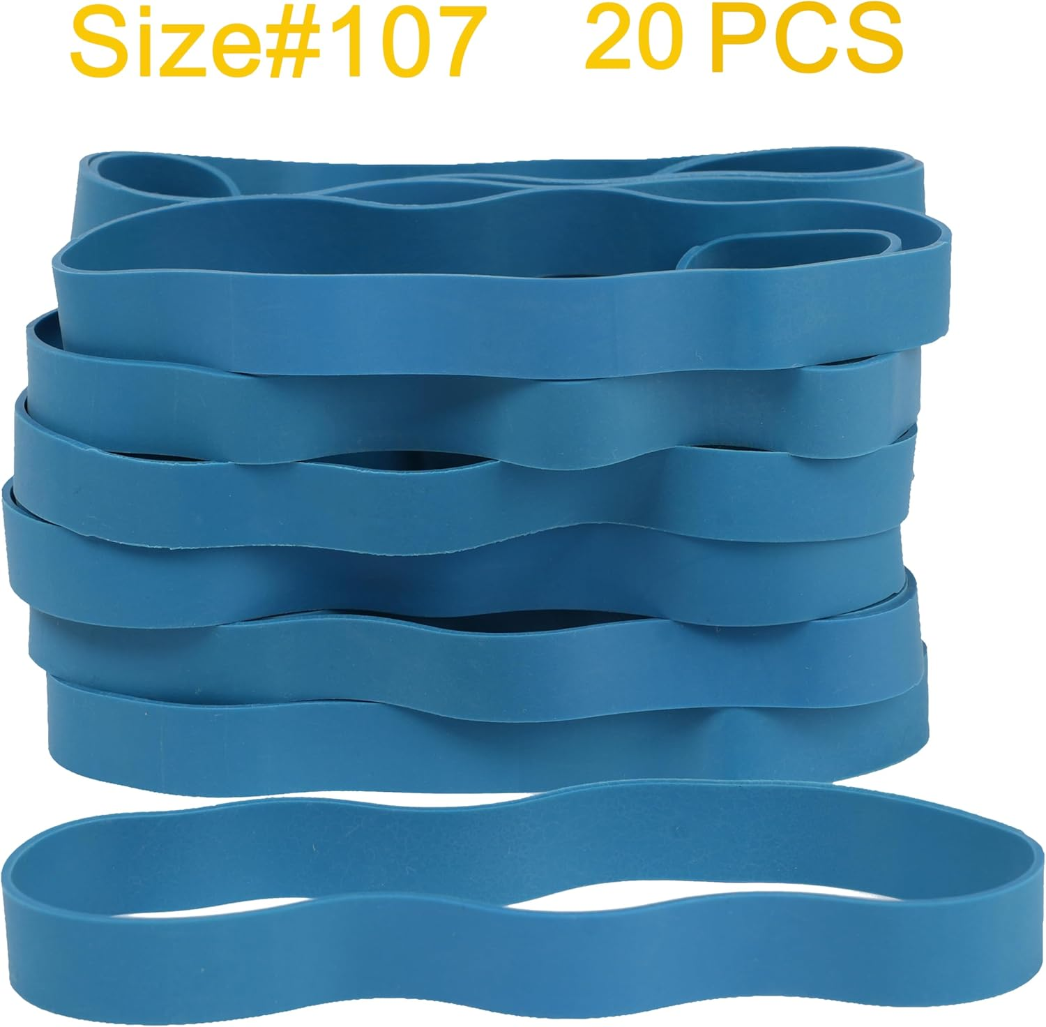 Rubber Bands Size#107 Blue 20Pcs Heavy Duty Big Wide Elastic Bands for Office Supplies image number 1