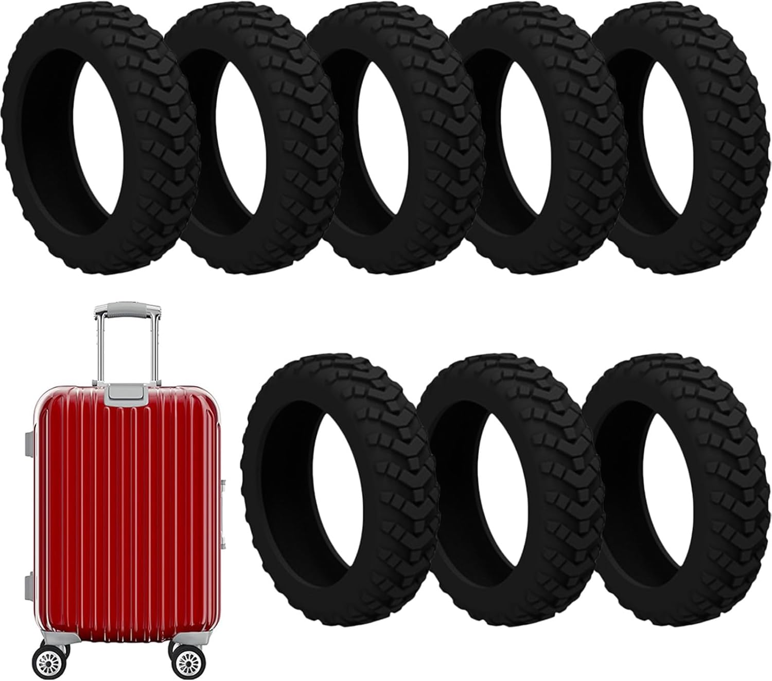 8Pcs Luggage Wheel Covers, Silicone Luggage Wheel Protector Covers, Reduce Noise Shock-Proof Luggage Spinner Wheel Covers image number 3