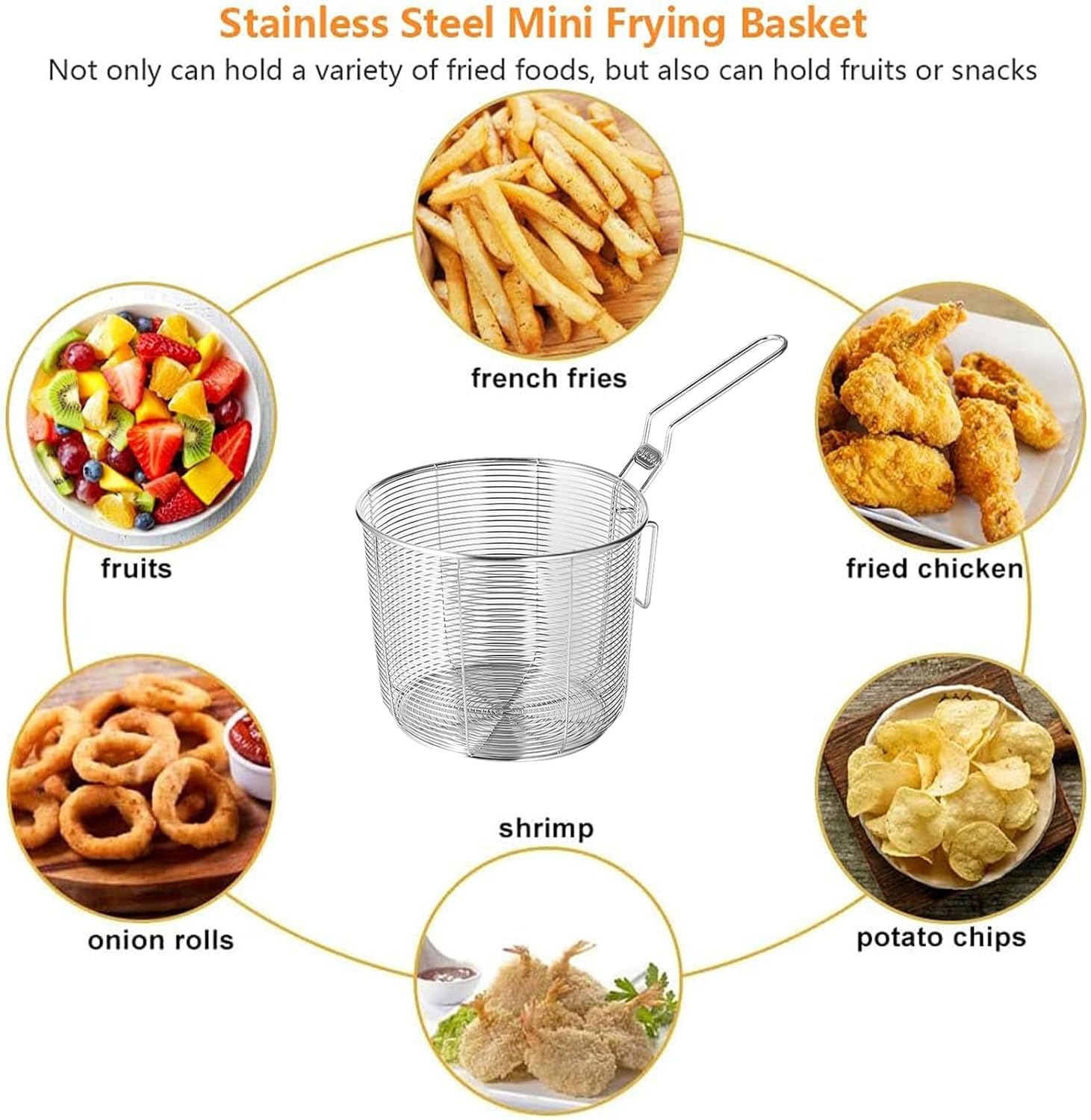 Drain Basket - Frying Drain Baskets,Table Serving Food Presentation Tool, Fast Food Diner Basket for Chips, Shrimp, Pasta Foccar image number 5