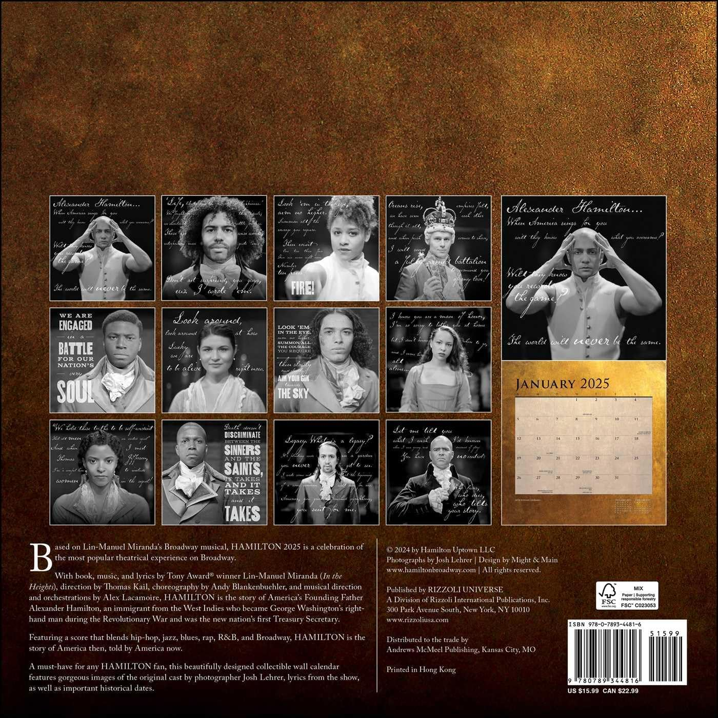 Hamilton 2025 Wall Calendar: an American Musical image number 3