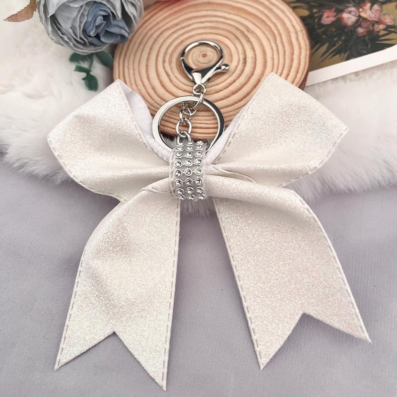 Glitter Cheer Bow Keychain for Cheer Bag Backpack Charm Cheerleading for Cheer Gifts for Girls Women Cheer Stuff