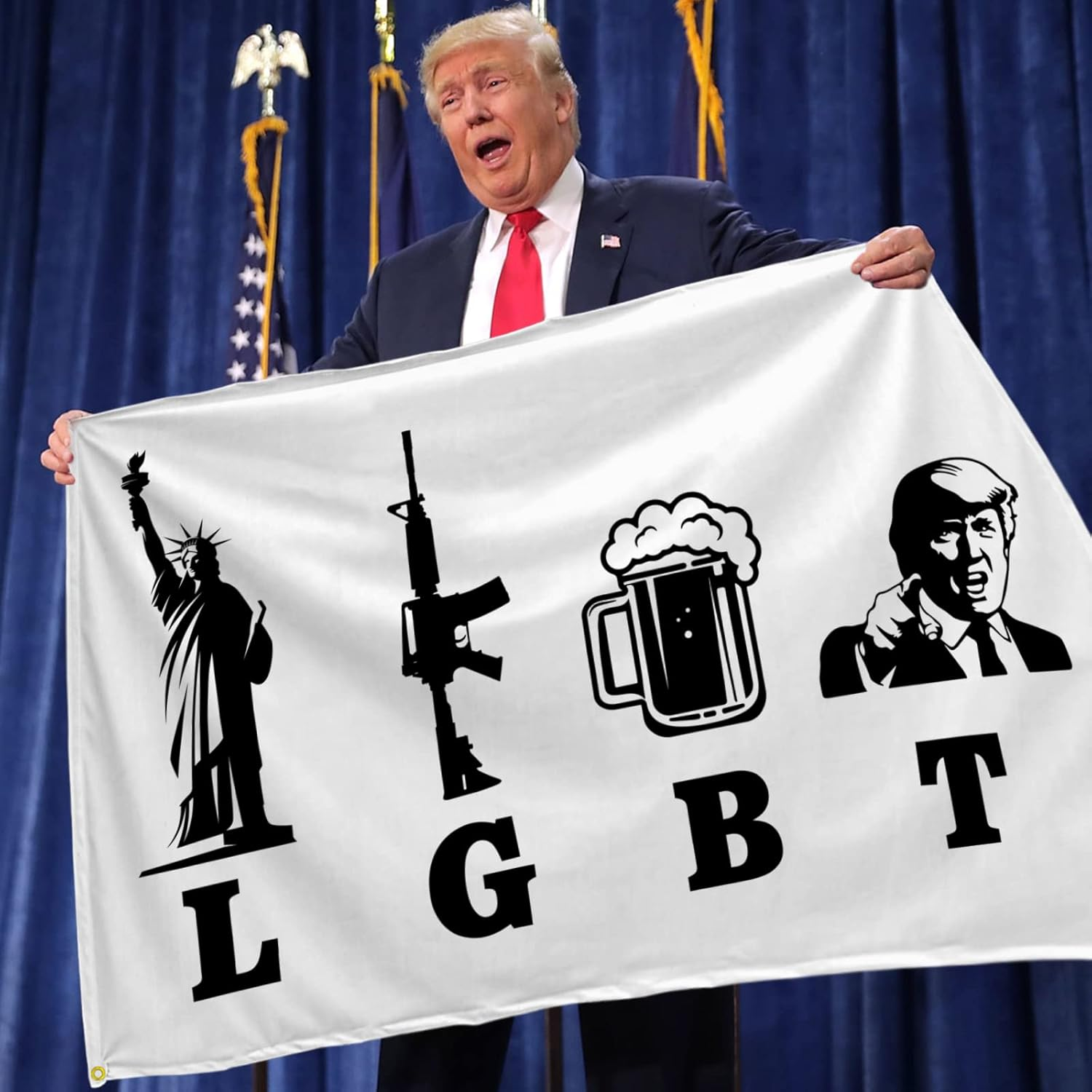 Liberty Guns Beer Trump Flag Trump Make America Great Again Flag Trump Is My President 3X5 Feet Indoor Outdoor Decoration (Trump) image number 4
