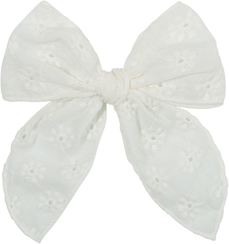 Pack of 9 Girls Hair Bows Cotton Linen Alligator Hair Clips or Little Girls Toddlers Kids Neutral Handmade Hair Accessories image number 4