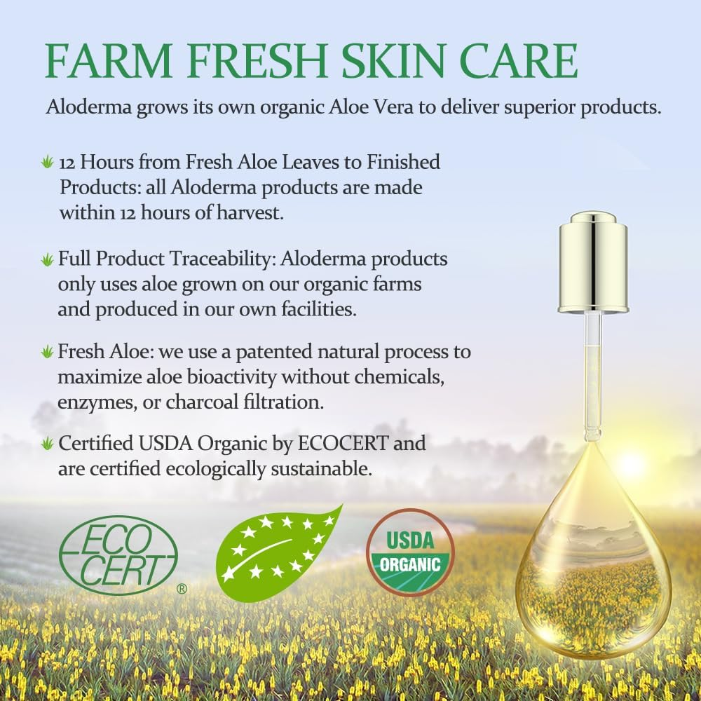 Aloderma 99% Organic Aloe Vera Gel, Bottled within 12 Hours of Harvest (300G, 313Ml), No Sticky Residue - No Powder Concentrates or Water Added - Eco-Friendly image number 6