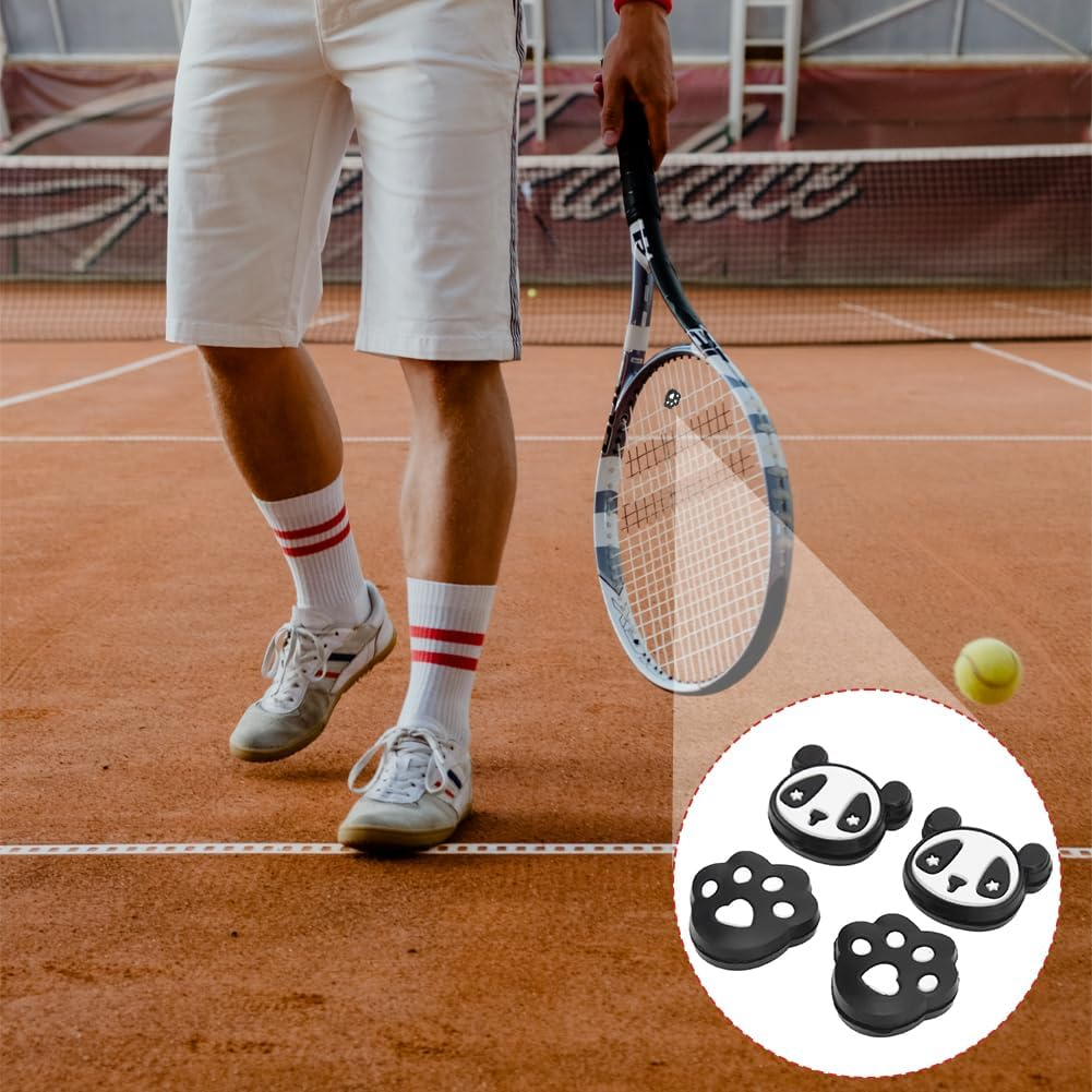 Tennis Racket Dampeners, Tennis Racket Shock Absorber Cute Animals Pattern Portable to Store Take Silica Gel Comfortable Accessories Effect for Vibration Dampener Outdoor 4PCS image number 3